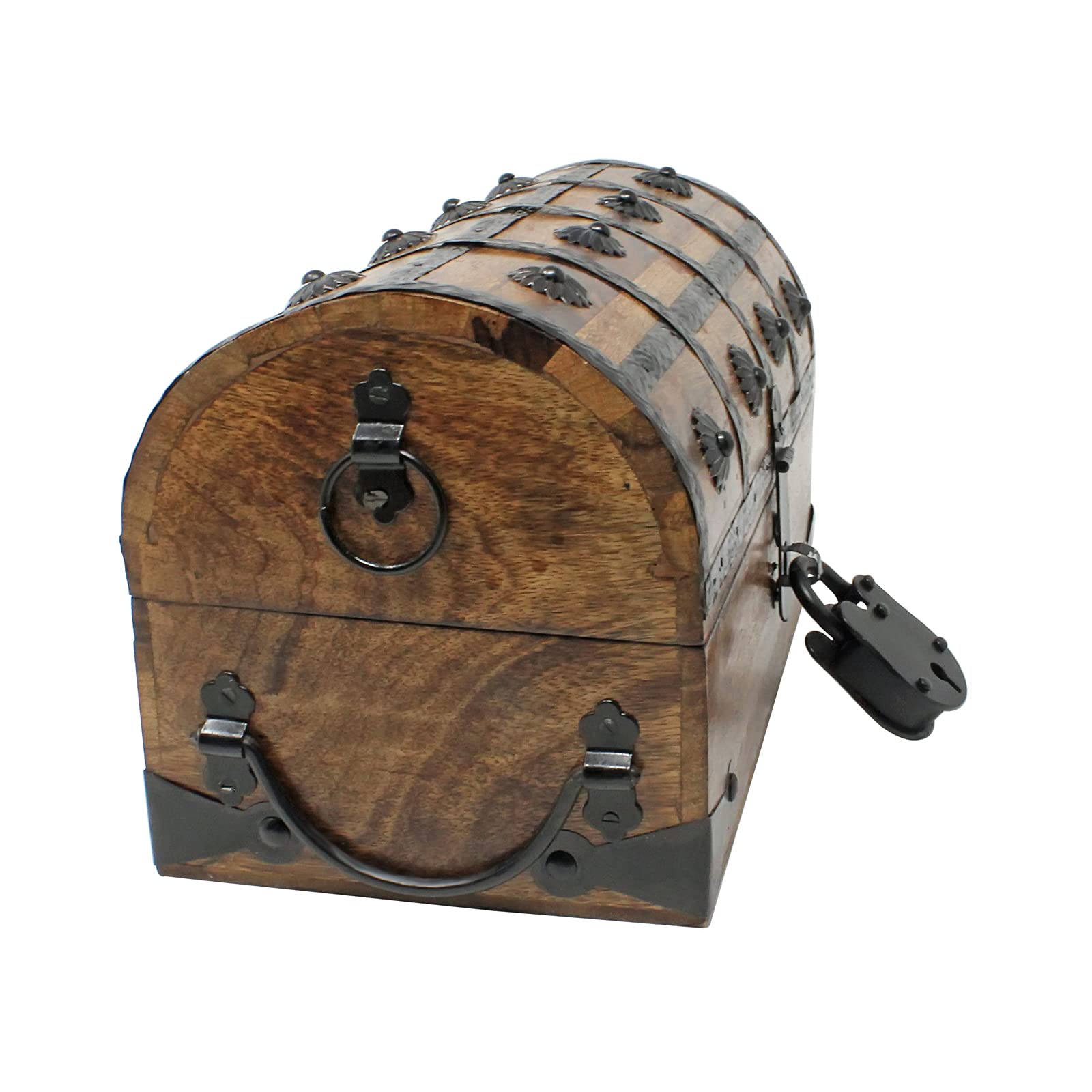 Nautical Cove Pirate Treasure Chest With Iron Lock And Skeleton Key - Wooden Storage And Decorative Box (Medium 11 X 6 X 6.75)