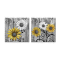 iHAPPYWALL 2 Pieces Rustic Daisy Flowers Bathroom Picture Wall Decor Yellow and Grey Artwork for Bedroom Living Room Farmhouse D
