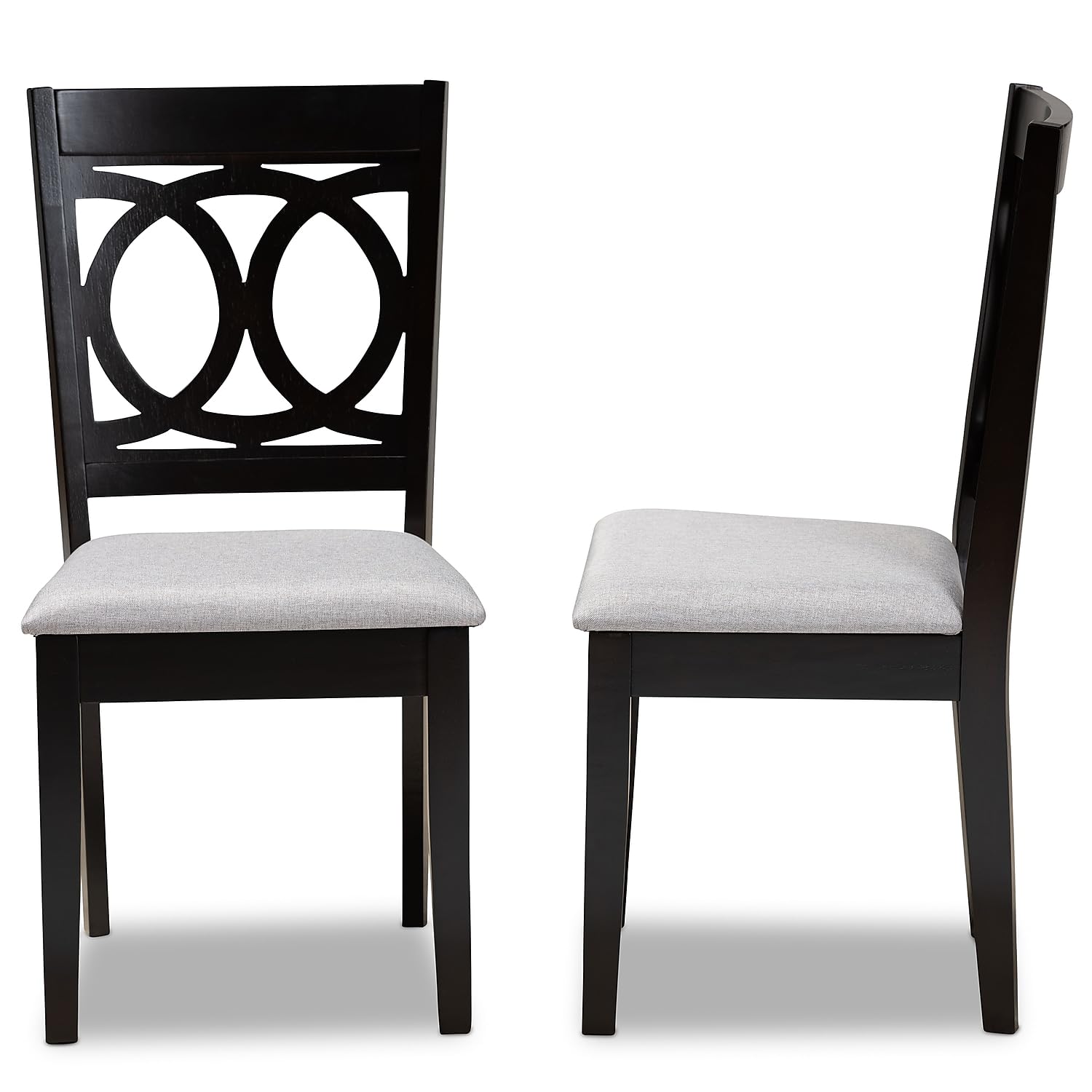 Baxton Studio Lenoir Contemporary Fabric Dining Chair, Grey and Espresso, 2/Set (162-2PC-10524HT)