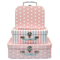 Amedoo Paperboard Suitcases Set of 3 Decorative Boxes, Compatible with Barbie Storage Organizer, Doll Clothes, Toys, Photos, Acc