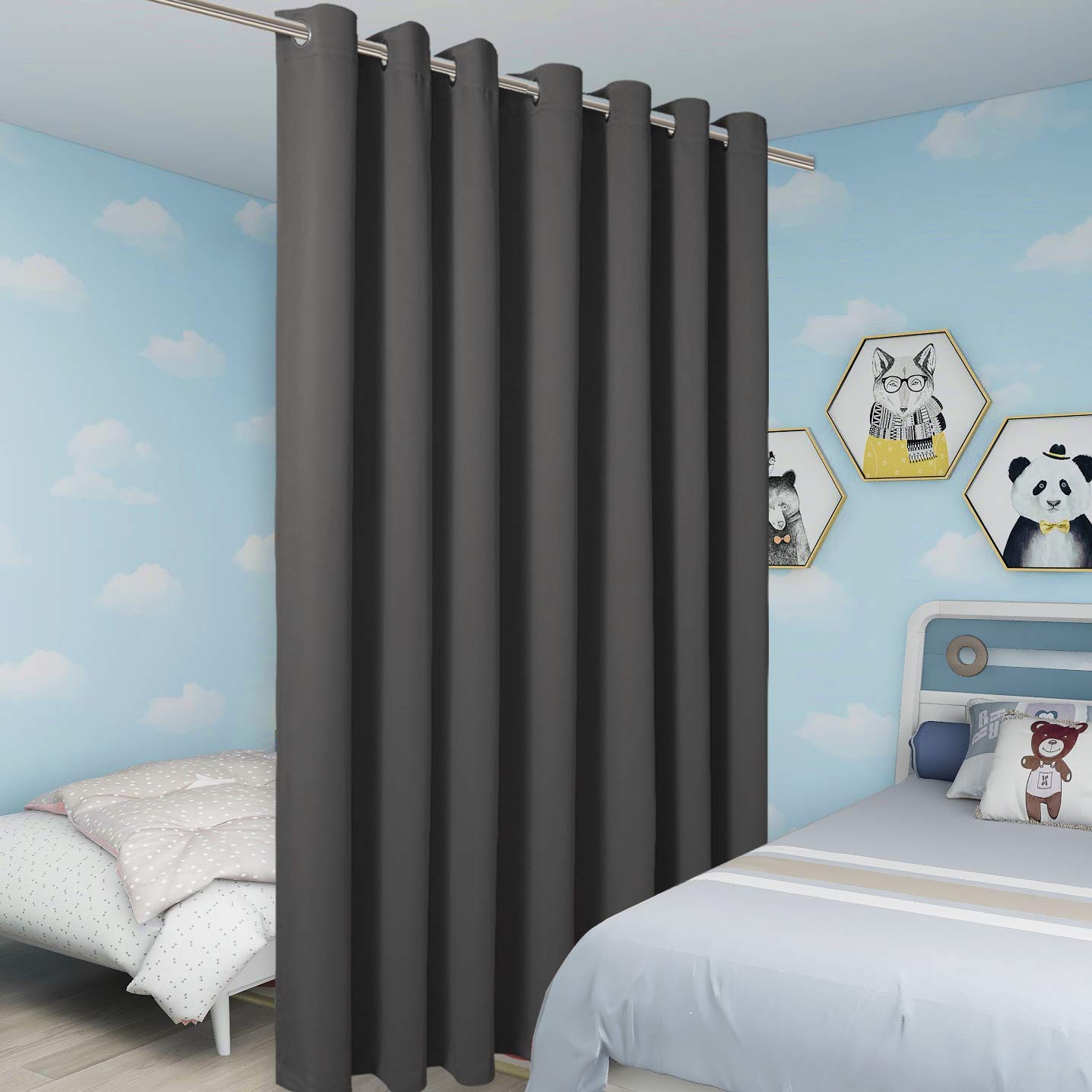 Bonzer Room Divider Curtain Total Privacy Wall Grommet Thermal Insulated Soundproof Extra Wide Blackout Curtains For Bedroom Liv
