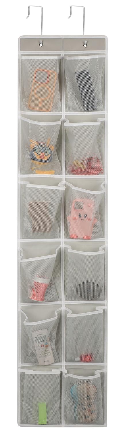 Gomaji Over The Door 12 Pocket Hanging Shoe Organizer, Gray