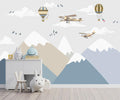 YQWDMX -Childrens Room Cartoon Balloon Mountain Fabric Wallpaper Nursery Mural 140 x 91 (Not Peel and Stick)