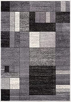 HomeRoots Grey 100% Twisted Polyester 7â€ x 9â€ Gray Distressed Geometric Area Rug