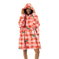 Bioworld Hello Kitty Christmas Line Art Plaid Hoodie Wearable Blanket-OSFA - Red - One Size