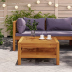 vidaXL Solid Acacia Wood Coffee Table, Weather-Resistant, Patio Furniture, Crafted Wood Grain Design, 25.6"x25.6"x13.8", Brown Cream White, Assembly Required