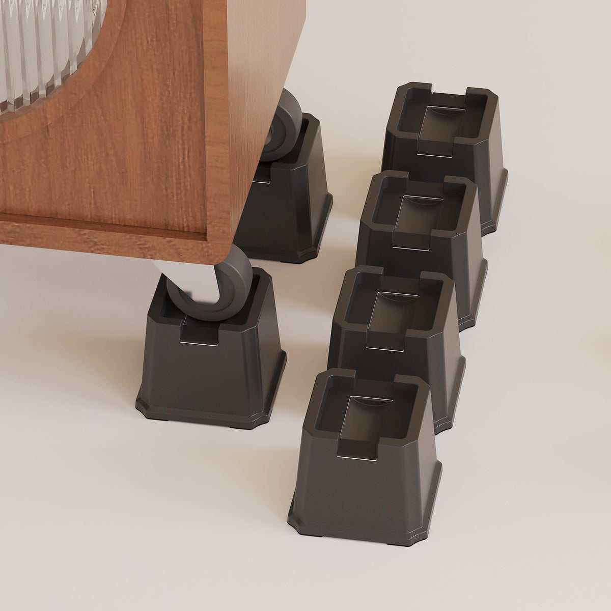 Ahasolid Bed Risers 3 Inch Heavy Duty, Furniture Risers For Wheels Bed Frame, Couch, Desk, Cabinet, Chair, Lifts Up To 1,500 Lb,