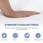 Nchanmar 8 Inch Twin Gel Memory Foam Mattress Pressure Relieving, Cooling Gel Foam, Certipur-Us Certified, Bed-In-A-Box, Pressur