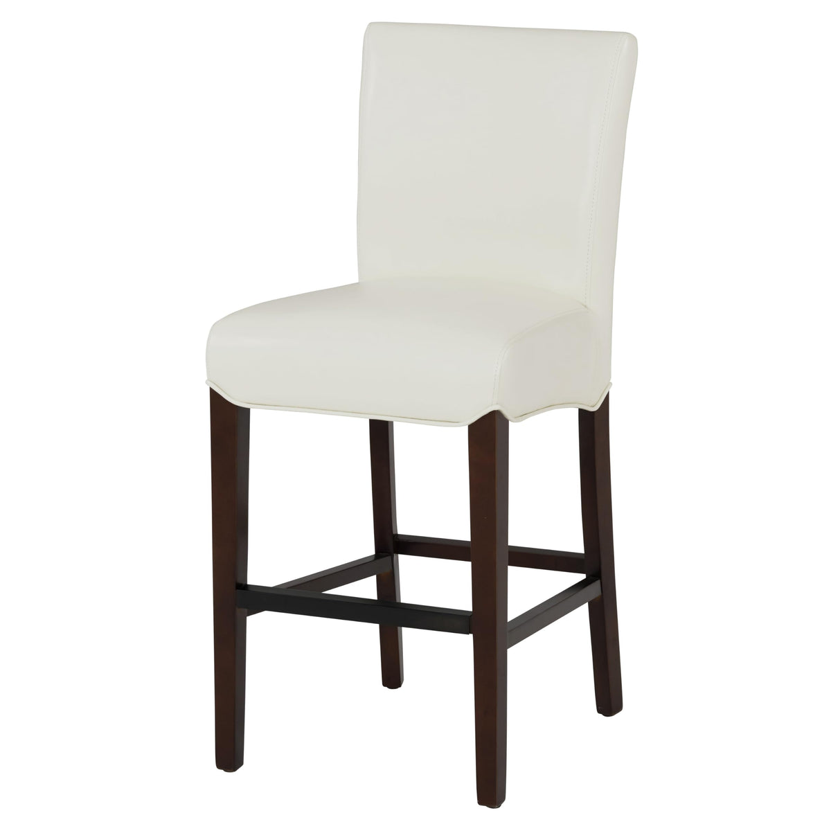 New Pacific Direct Milton Bonded Leather Counter Stool 26&quot;,Brown Legs,White,Fully Assembled