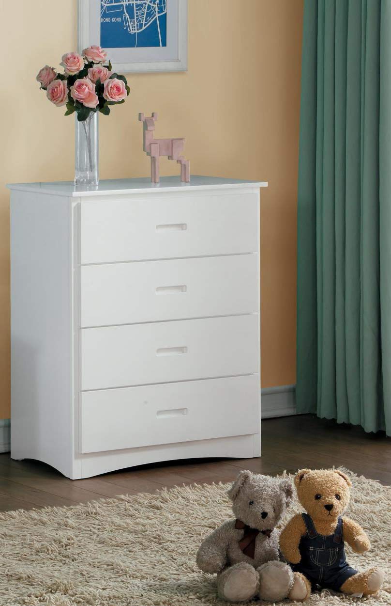 Benjara Benzara Wooden Four Drawer Chest With Cut-Out Handles, White,