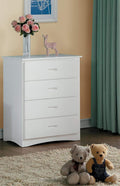 Benjara Benzara Wooden Four Drawer Chest With Cut-Out Handles, White,