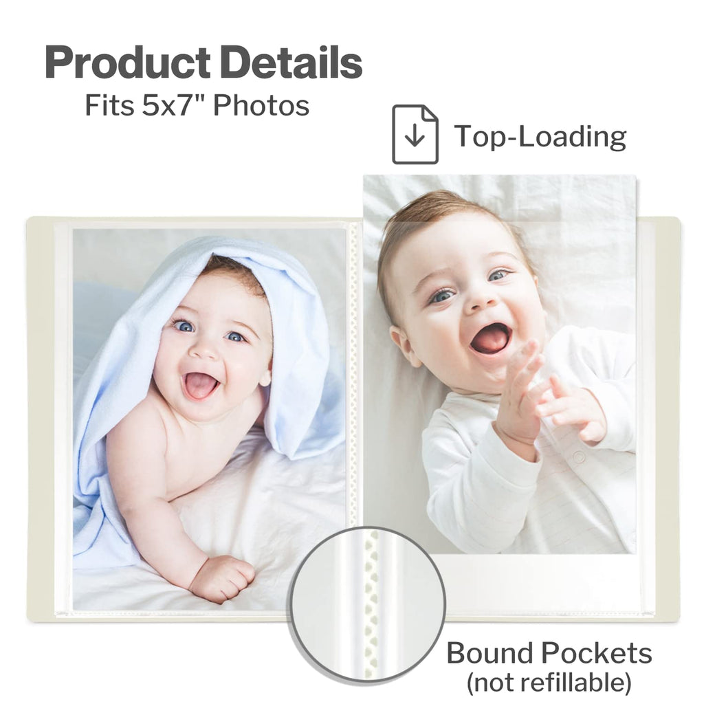 Cranbury Small Photo Album 5X7 (Black) - 2-Pack Plastic Photo Book, Each Shows 48 Pictures, Mini Picture Binder With Customizabl