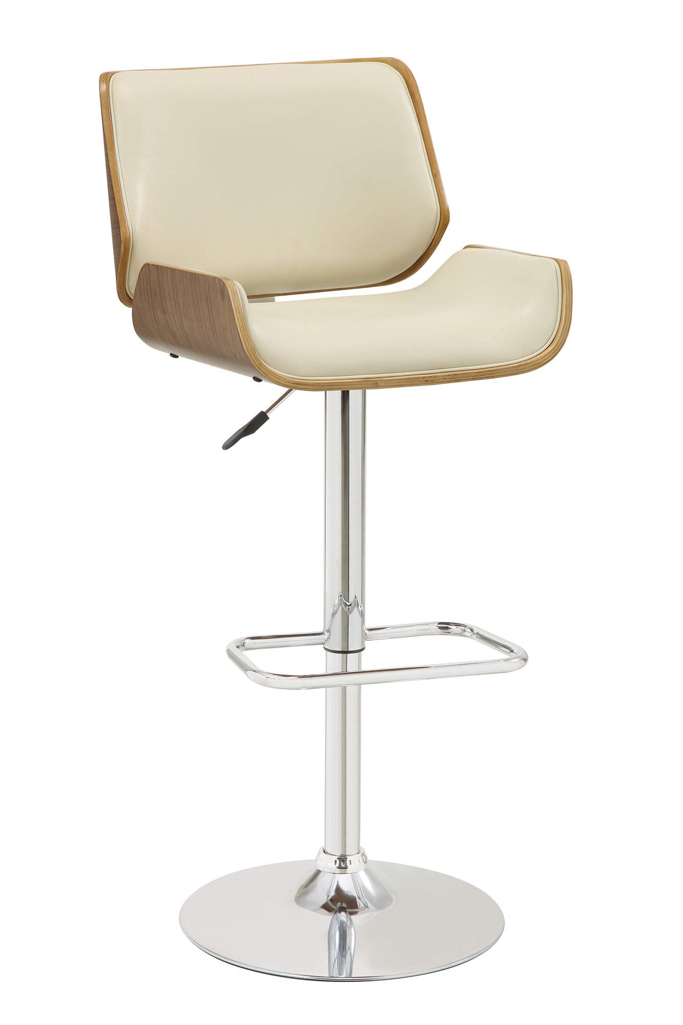 Benzara Bm163781 37 X 19.75 X 20 In. Adjustable Bar Height Stool Cream & Walnut Brown