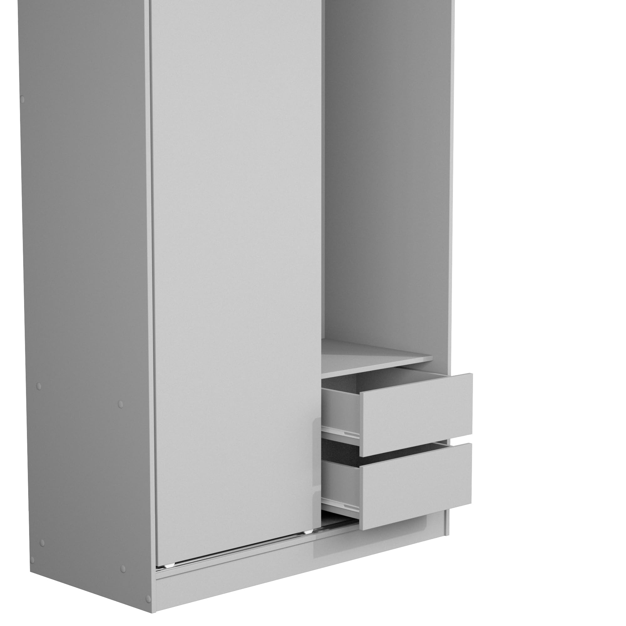 Woodpeckers Furniture And Mattress Modern Wood Double Sliding Door Wardrobe (Light Gray)