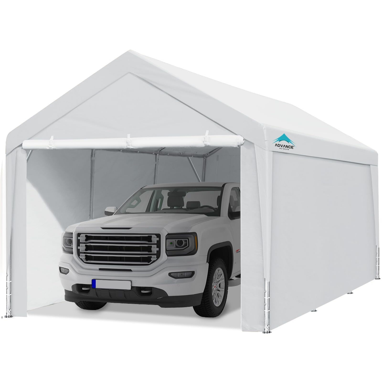 Advance Outdoor 10X20 Ft Heavy Duty Carport With Removable Sidewalls And Doors, Adjustable Height, Car Canopy Garage Party Tent