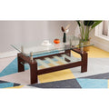 Royaloak Muar Malaysian Glass Center Table | Tempered | Wooden Base | Centre Table For Drawing Room, Office, Living Room | Uniqu