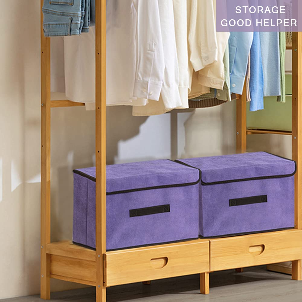 Lele Life Foldable Storage Box With Dustproof Lid And Handle, Foldable Storage Bin Collapsible Storage Organizer For Closet, Bed