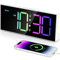 Alarm Clock with Large Display Big Numbers,5 Levels Brightness,Snooze,USB Charging Port,LED and Mirror Desk Clock,Dual Alarms Mo