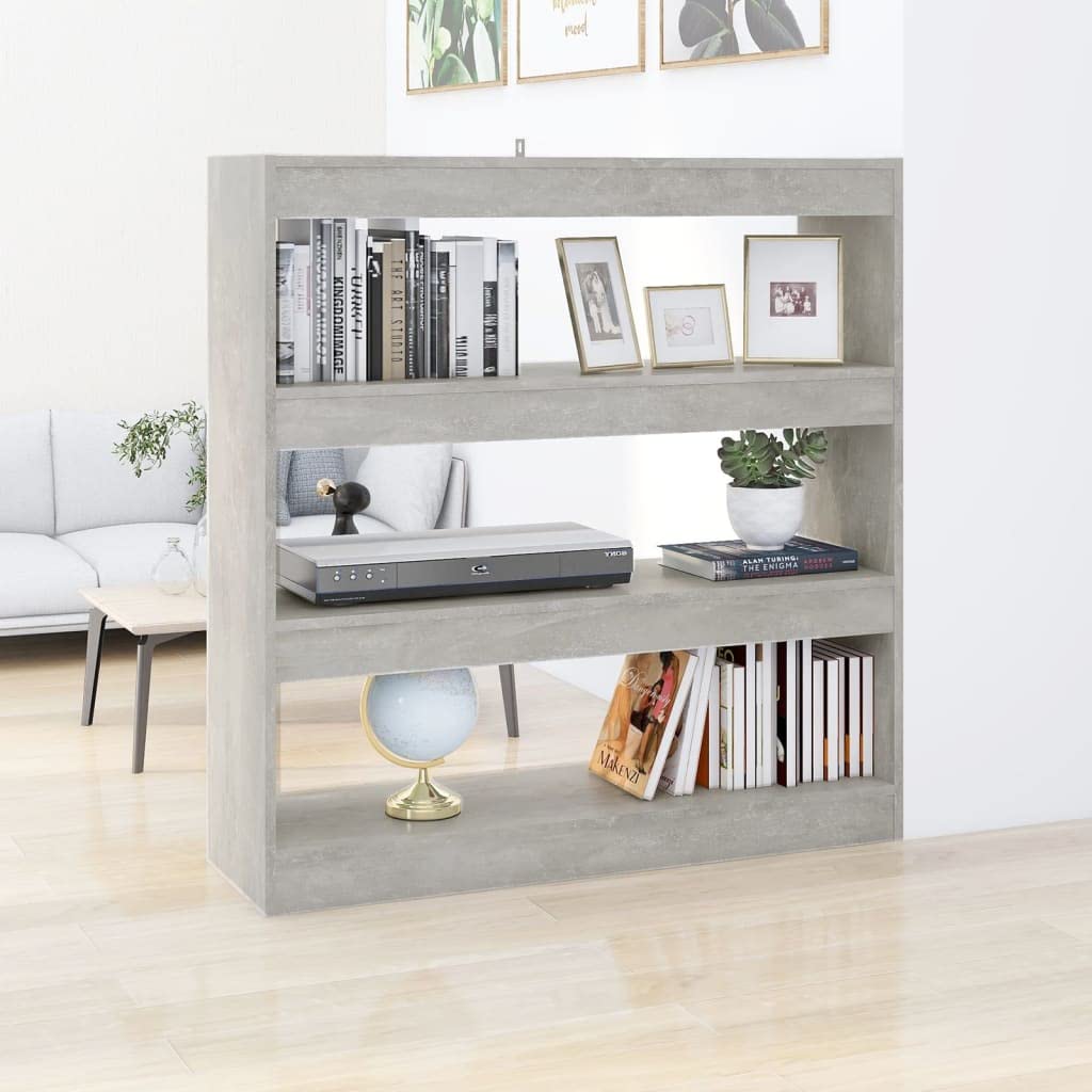 vidaXL Book Cabinet, Room Divider Bookshelf Bookcase, Freestanding Display Storage Shelving, Display Shelf for Living Room Bedroom, Concrete Gray