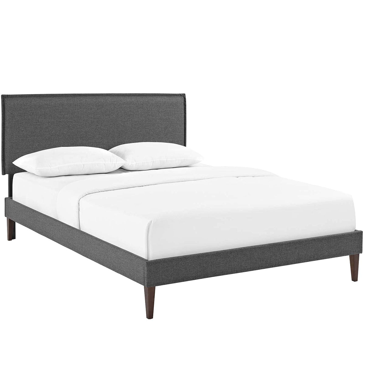 Modway Amaris Upholstered Queen Platform Bed Frame In Gray With Tapered Legs