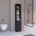 DEPOT E-SHOP Cabinet - Parks Linen, 1 Door, 6 Shelves, Black, Bathroom, Bedroom, Home Office, 70.87x13.03x10.43 inches