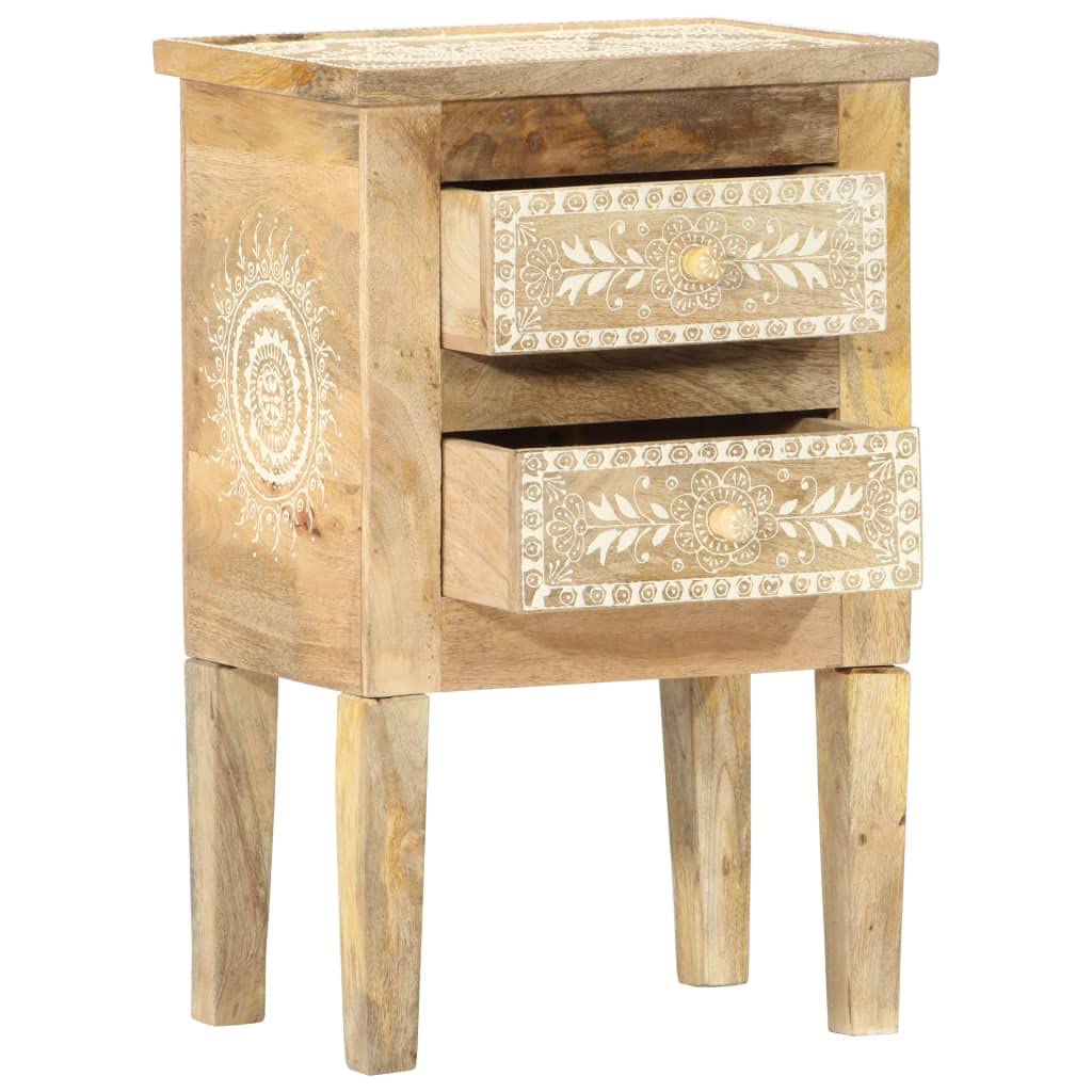 Hand Painted Bedside Table 40 x 30 x 60 cm in Solid Mango Wood