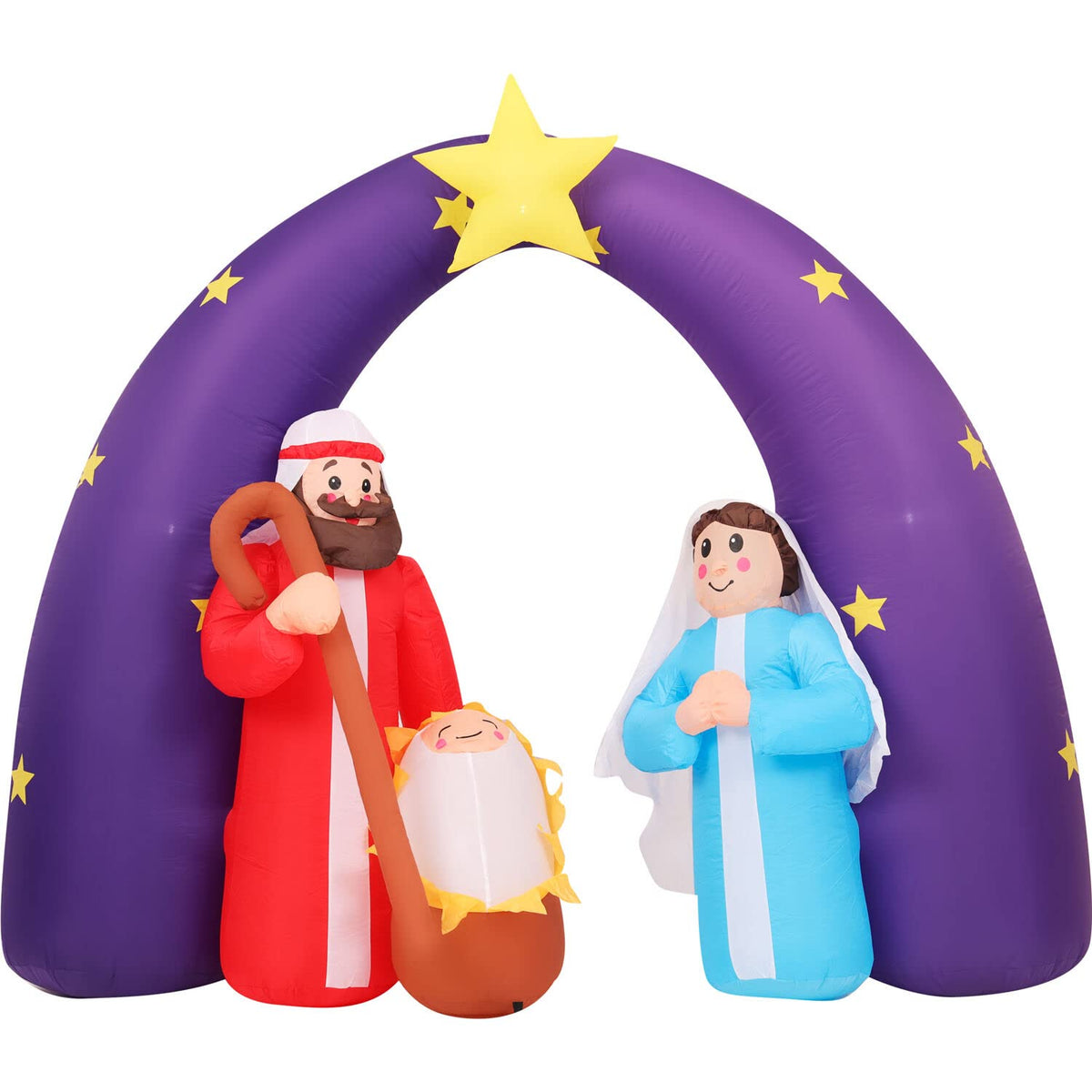 Christmas Time 7-Ft. Christmas Nativity Scene Inflatable With Led Lights | Festive Holiday Outdoor Blow-Up Decorations | Blower, Stakes, Ropes And Storage Bag Included | Ct-Nvty074-L