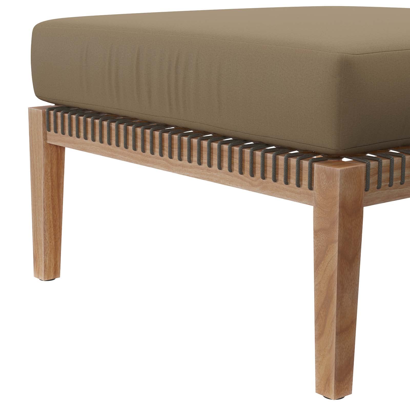 Modway Clearwater Outdoor Patio Teak Wood Ottoman In Gray Light Brown