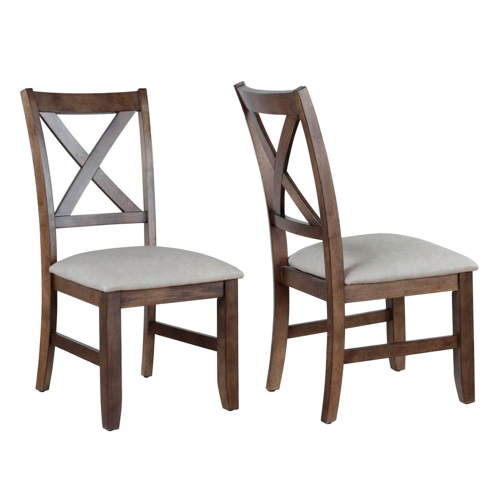 Steve Silver Furniture Astoria 5pc Dining Table Set, 62-Inch Table with 18-Inch Leaf, Seating 6 Comfortably, 4 Upholstered Side Chairs, Dining Room, 40" L x 80" W x 30" H, Brown