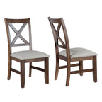 Steve Silver Furniture Astoria 5pc Dining Table Set, 62-Inch Table with 18-Inch Leaf, Seating 6 Comfortably, 4 Upholstered Side Chairs, Dining Room, 40" L x 80" W x 30" H, Brown