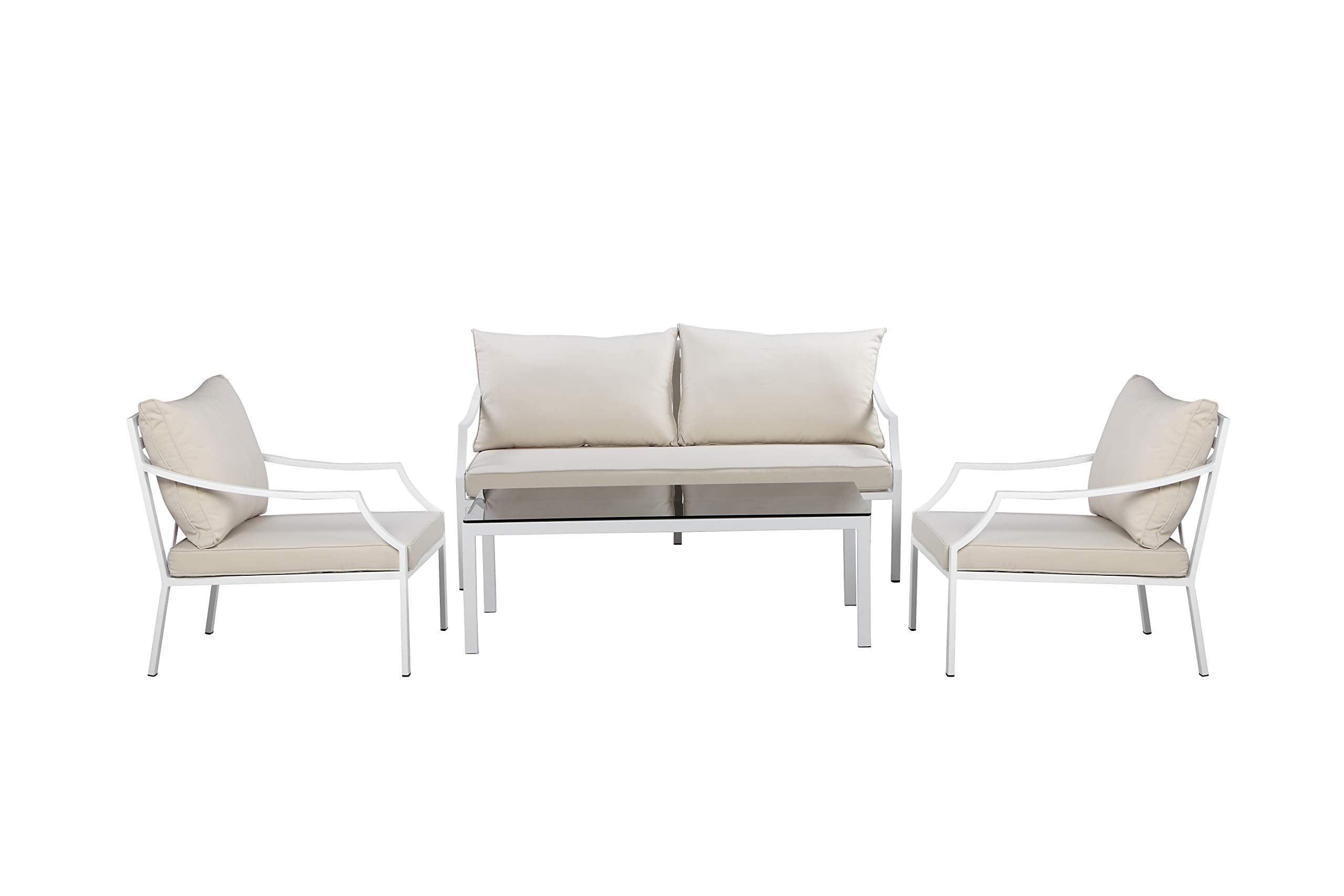 Pangea Home Palma 4Pc Wht Sofa Set, White