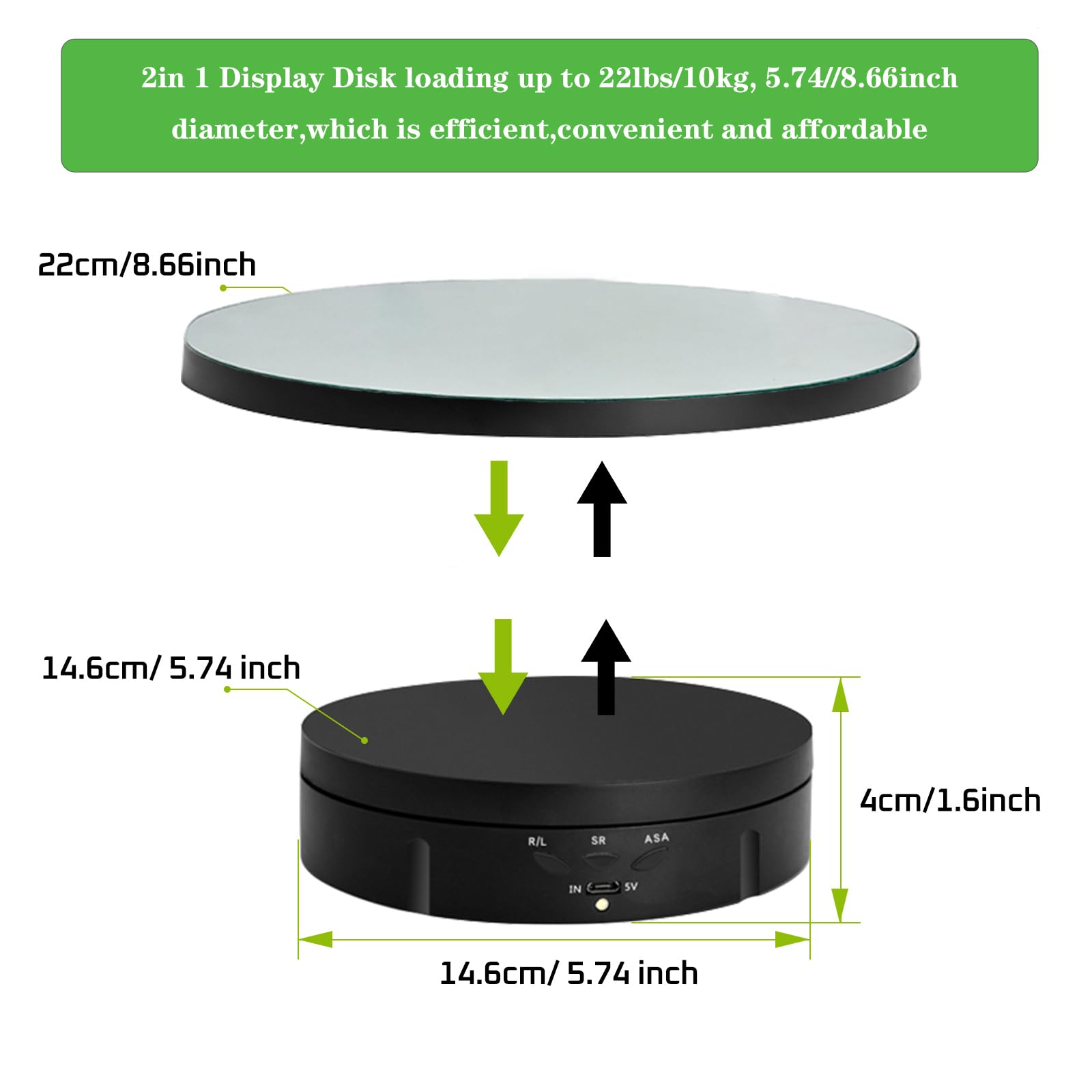 Jayegt 2 In 1 / 3 In 1 Motorized Rotating Display Stand With Replacement Cover,Max 22Lbs Load , 360 Degree Electronic Turntable