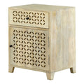 Coaster Lattice Cut-Out 1-Door Wood Accent Table in White Washed