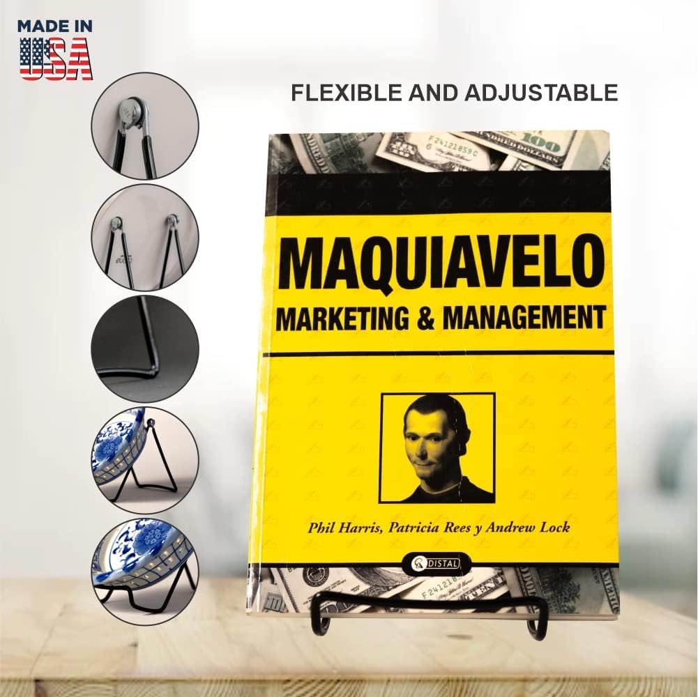 Kingdom Solutions Made In Usa 2-Pack Sturdy & Durable Adjustable Metal Easels To Display Books, Frames, Comics, Plates & More -