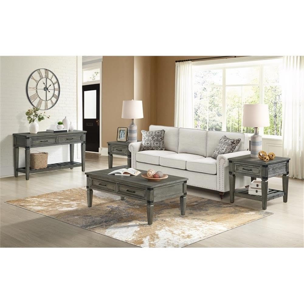 Intercon Foundry 24" Wide Drawer and Shelf, Brushed Pewter End/Side/Nesting Tables