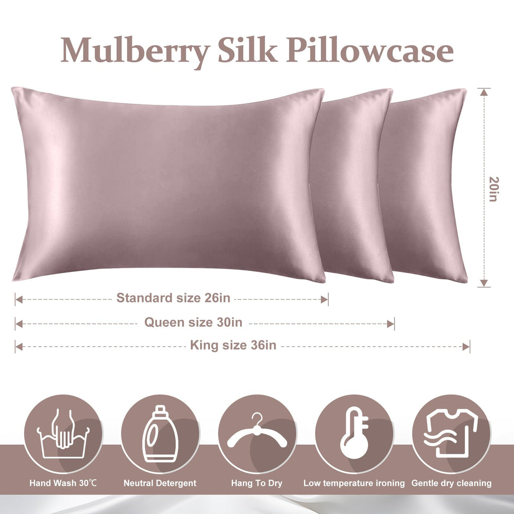 2 Pack 100% Pure Silk Pillowcase For Hair And Skin, Both Sides Mulberry Silk Pillowcases With Hidden Zipper, Cooling Pillowcase