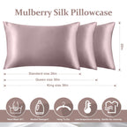 2 Pack 100% Pure Silk Pillowcase For Hair And Skin, Both Sides Mulberry Silk Pillowcases With Hidden Zipper, Cooling Pillowcase