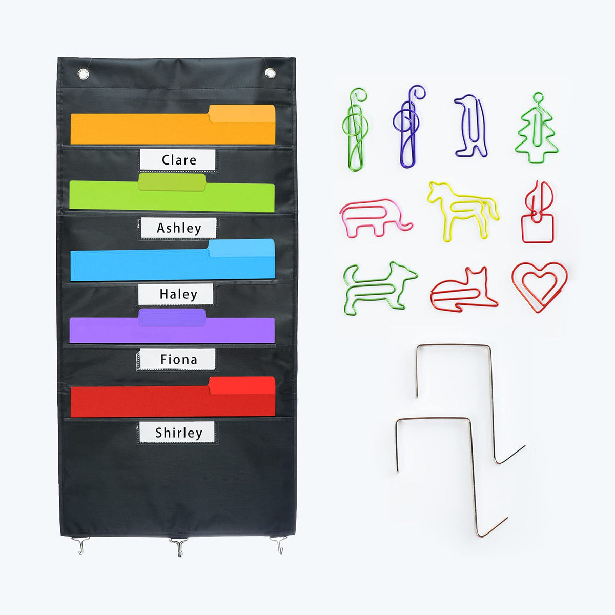 5 Pocket Hanging File Organizer, Wall Hanging File Folder Paper Storage Organizer For Office Classroom Home Organization, Pocket