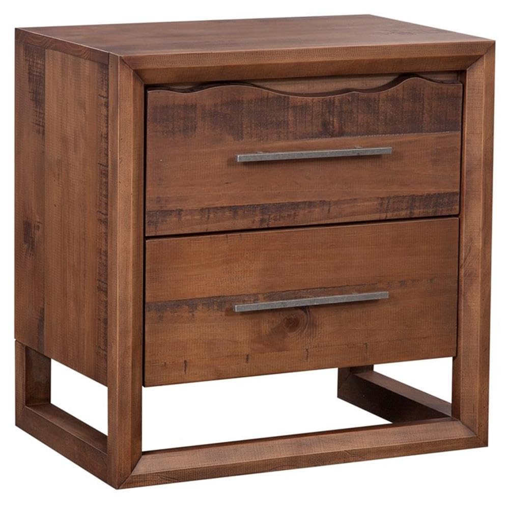 Steve Silver Co Lofton Nightstand, 2-Drawer, Solid Pine, Platform Base, Modern Rustic Design, Two Drawers, Mocha Finish, Craftsman Style, Kiln-Dried Wood, 15.98&quot; D x 24.01&quot; W x 24.76&quot; H, Brown