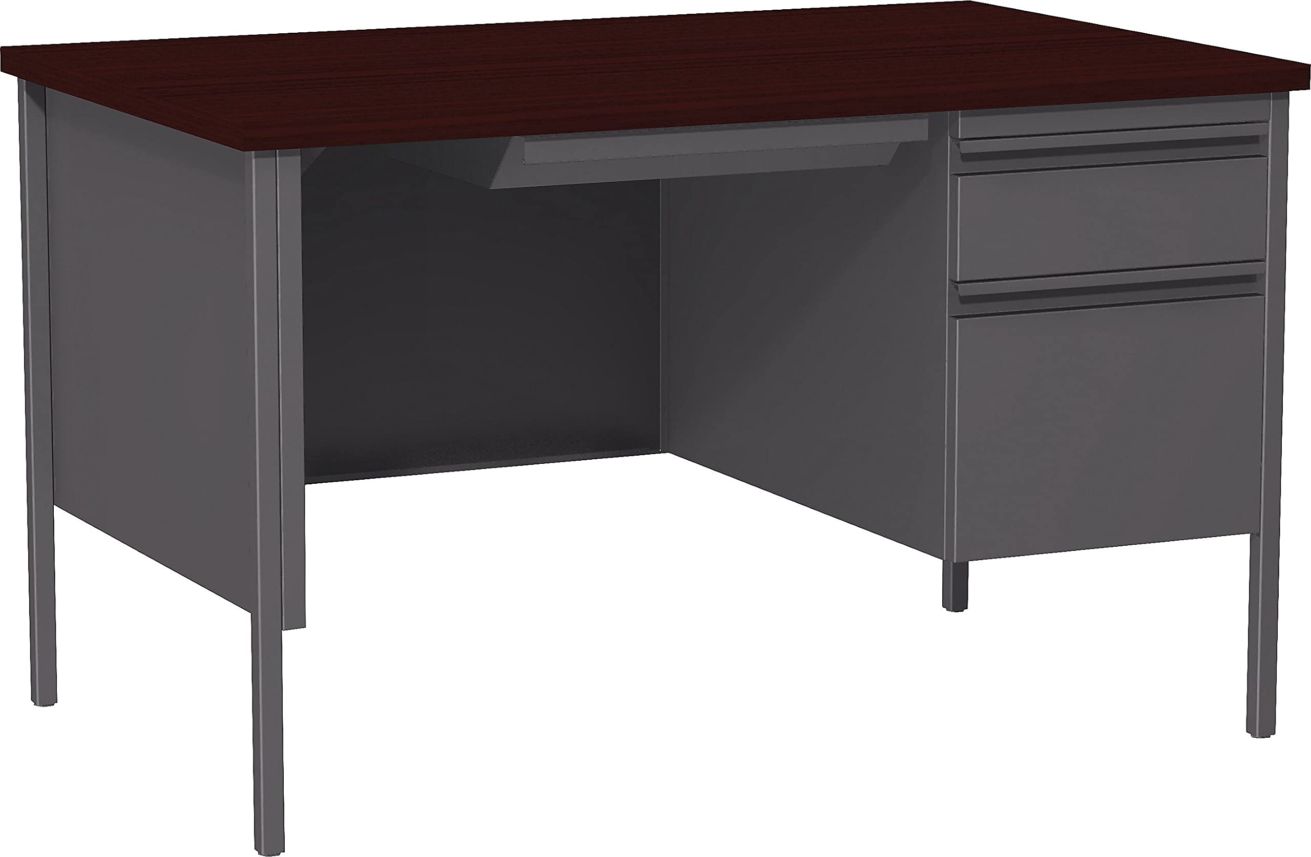 Lorell Single Right Pedestal Desk, Mahogany, 48 by 30 by 29-1/2-Inch