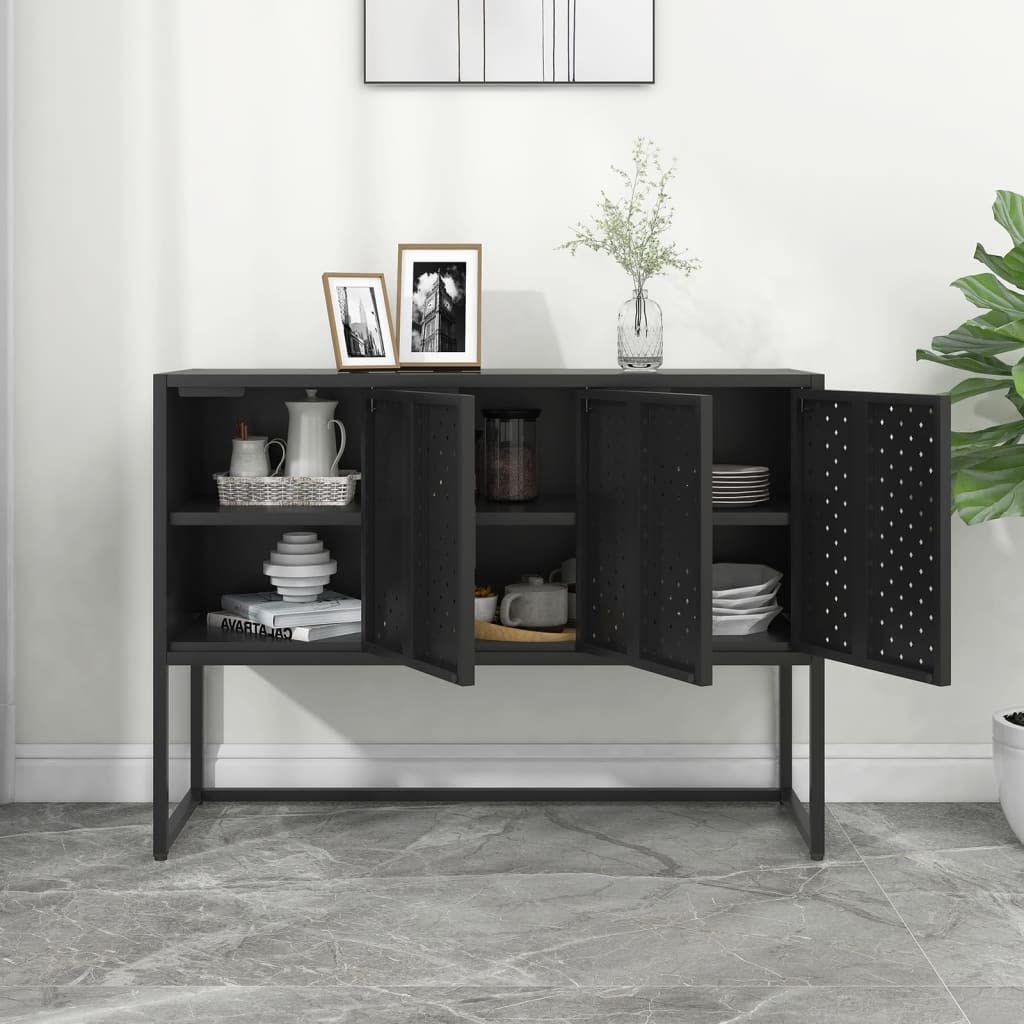 vidaXL Sideboard Black 41.3&quot;x13.8&quot;x29.5&quot; Steel