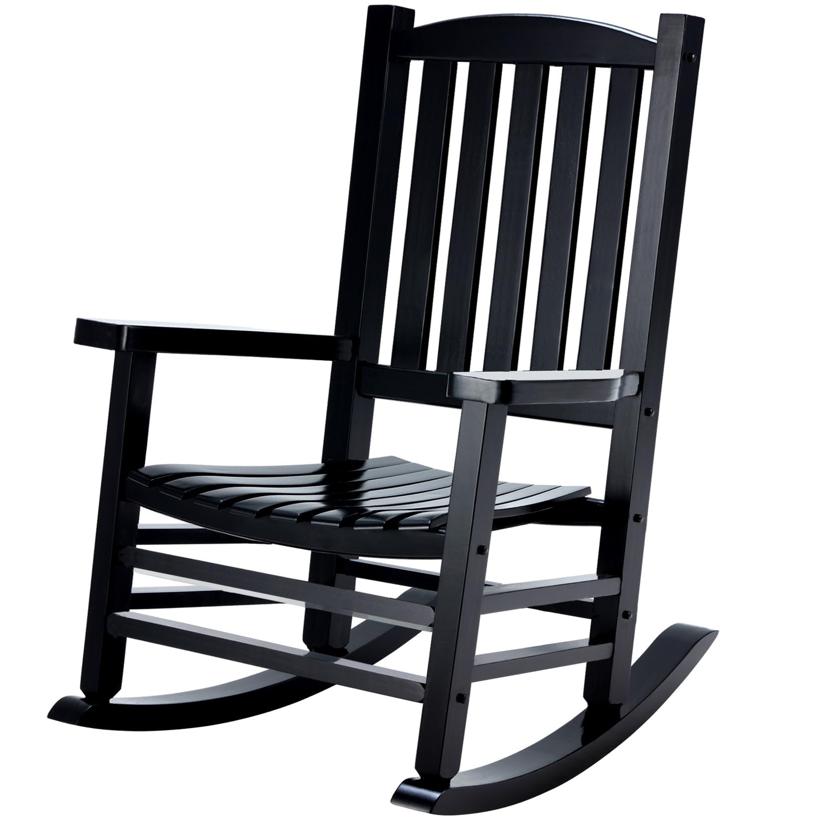 Hupmad Wooden Oversized Porch Rocker Chair, Outdoor Patio Rocker with High Back and Armrest, All Weather Slatted for Backyard, G
