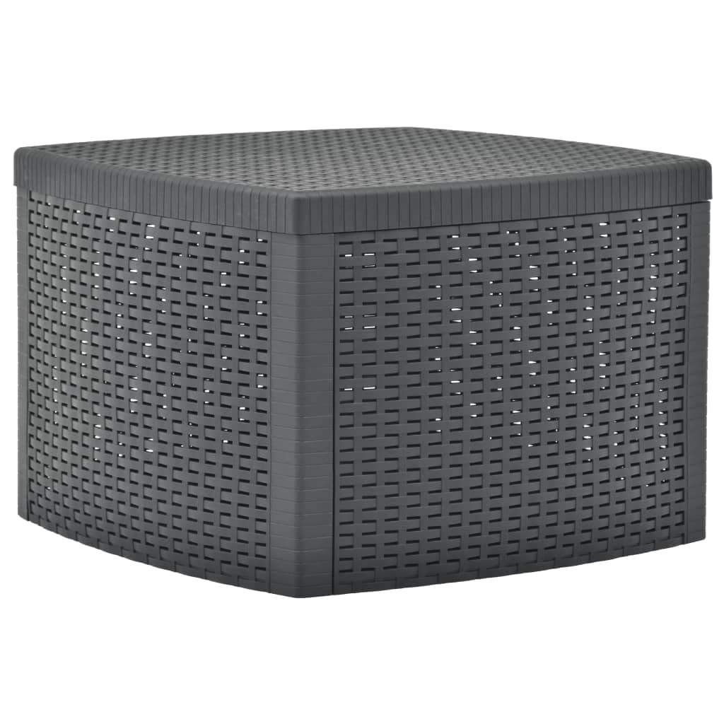 vidaXL Side Table Garden Coffee Table Living Room Table Outdoor Patio Table Storage Anthracite 54 x 54 x 36.5 cm Plastic
