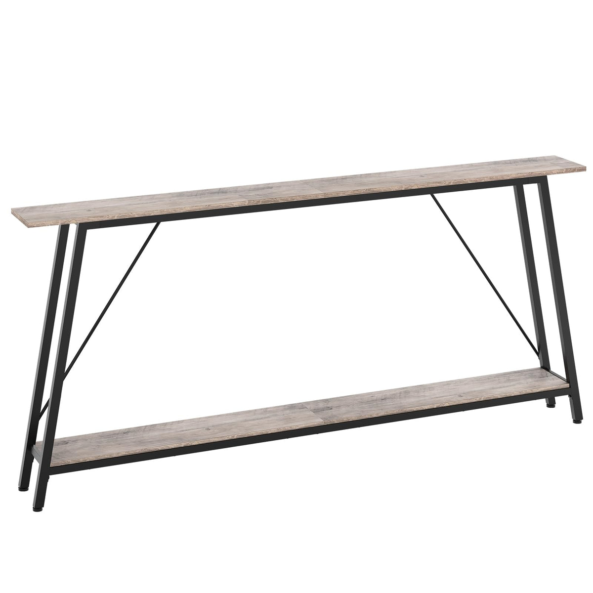 Yatiney 71' Console Table, Narrow Entryway Table, Extra Long Sofa Tables, Industrial Hallway Table For Entryway, 2-Layer Console Sofa Table Behind Couch, Greige And Black Ct18Bg