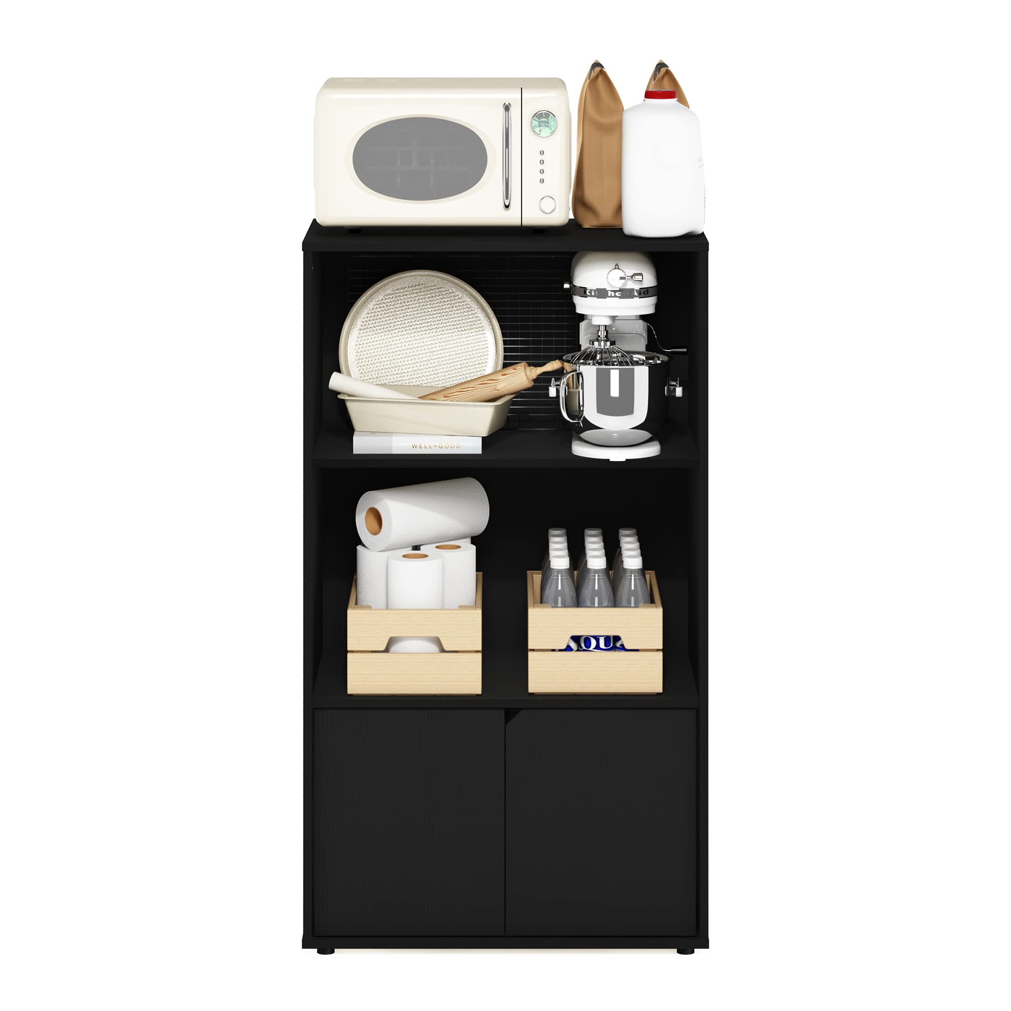 Furinno Jaya Kitchen Storage Shelf with Cabinet, Americano