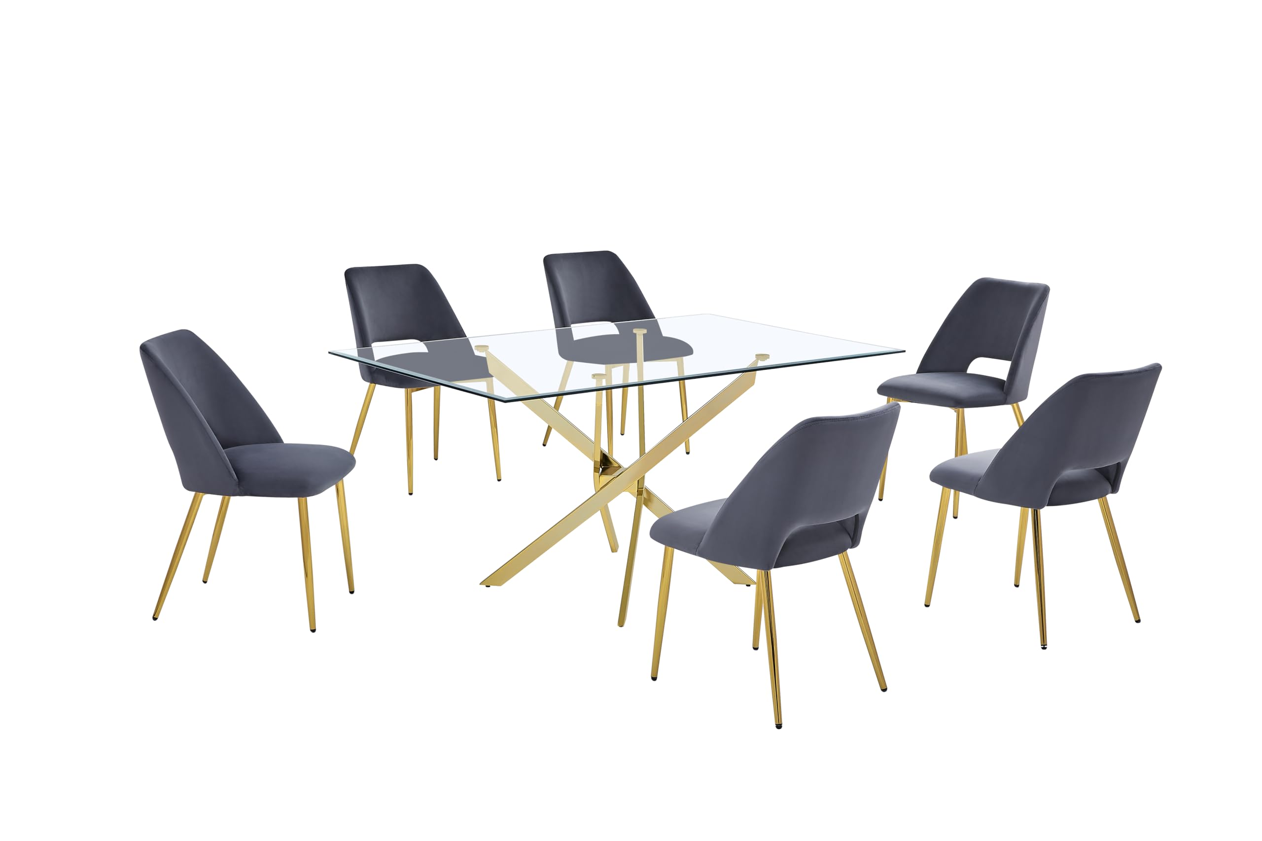 Best Quality Furniture D234-Sc226/7/8/9 Dining Set, 7-Piece, Dark Gray