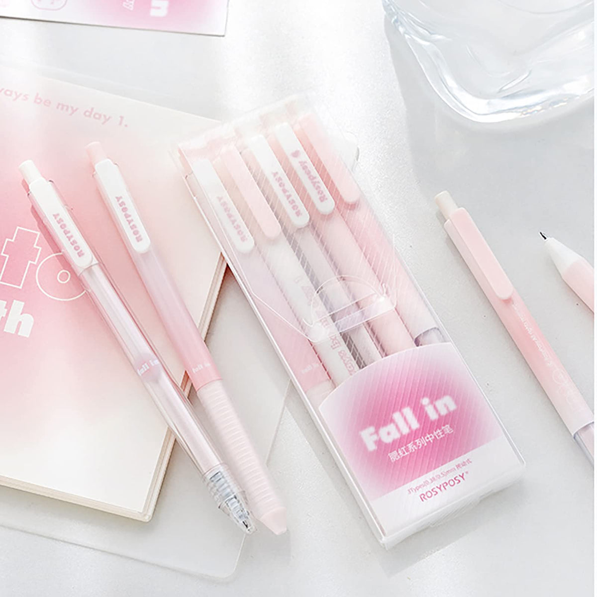 Doraking 5Pcs Black Gel Ink Pens, 0.38Mm/0.5Mm Point Smooth Writing Pens Office Supplies For Women & Men, Note Taking (Pink)
