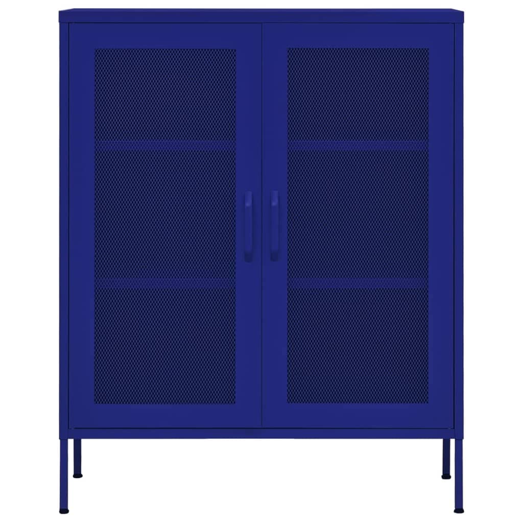 vidaXL Navy Blue Steel Storage Cabinet with Mesh Doors and Adjustable Shelves - Stylish Industrial Design, Multi-Purpose Use, Practical Home Decor, Durable Steel Construction