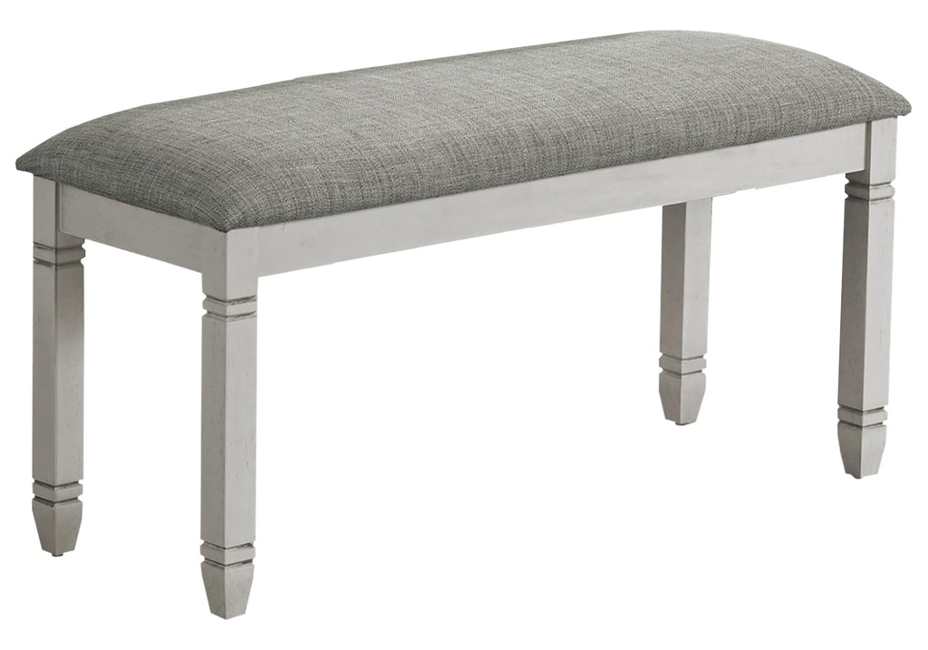 Monarch Specialties I 1257 Upholstered Bench, 41” Rectangular Solid Wood, Grey Fabric, Style, Kitchen, Dining Room