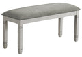 Monarch Specialties I 1257 Upholstered Bench, 41” Rectangular Solid Wood, Grey Fabric, Style, Kitchen, Dining Room